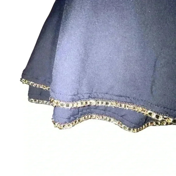 Bebe Black‎ Ruffle Top with Gold Chain Trim, Size small - Picture 2 of 3
